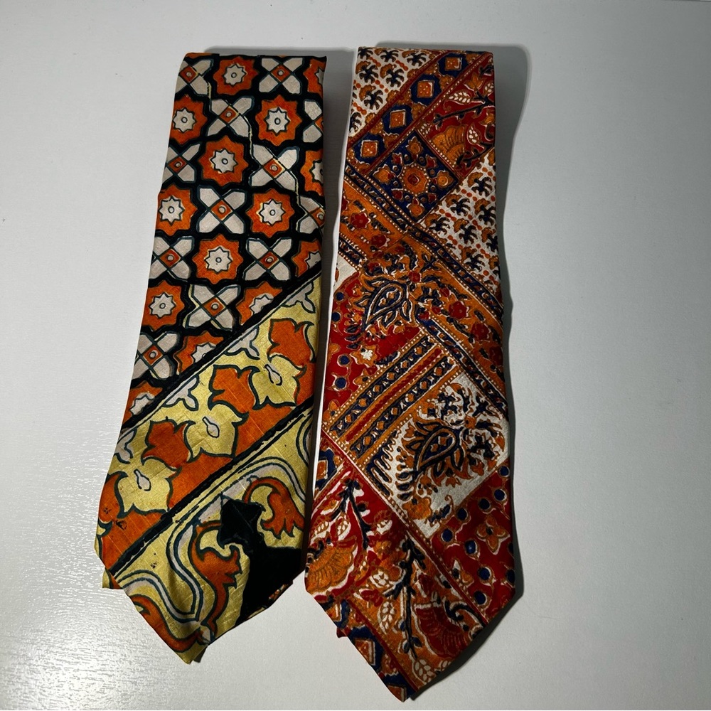 2 Pierre Cardin Vintage Paisley Floral Green Red  Men's Tie measurements In pic
